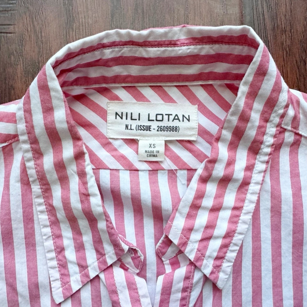 Nili Lotan Women's Red Striped Button Down Shirt XS Quiet Luxury‎ Boyfriend Prep - Picture 5 of 16